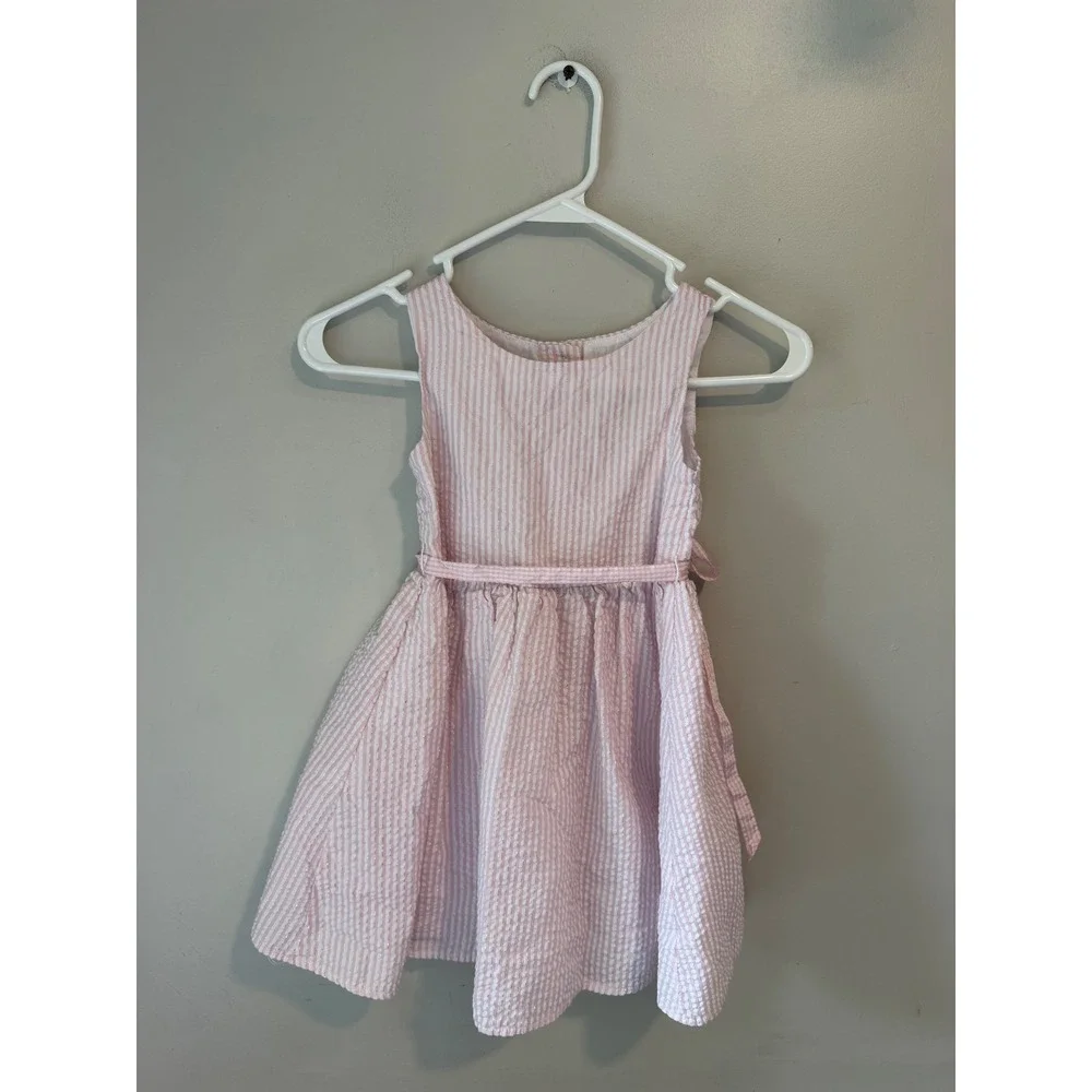 Rare Editions Girls Pink Seersucker Stripe Metallic Shimmer Party Dress 1535